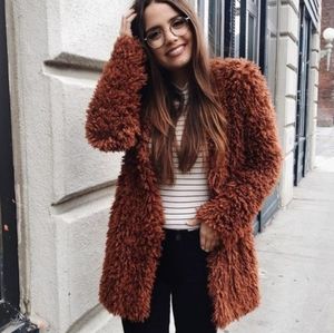 Revolve House of Harlow Shaggy Long Coat Cardigan Winter Jacket Fuzzy